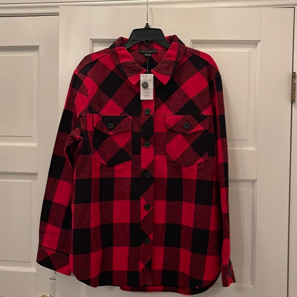 Red and black flannel shirt